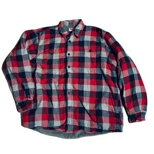 Men’s Wrangler Jacket Shirt Coat plaid black gray & red size Large
